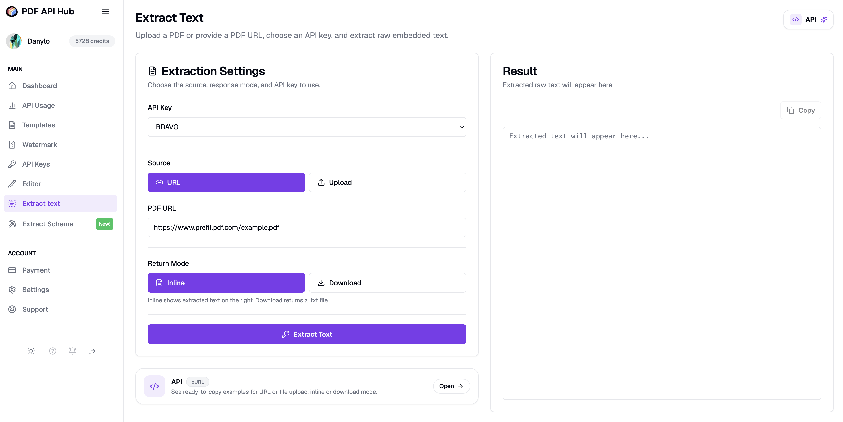 PrefillPDF text extraction interface
